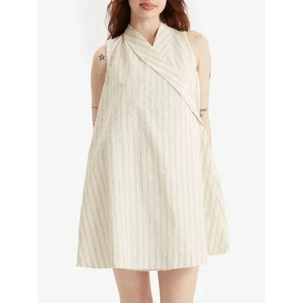 BODE lavender Sail Wrap Mini Dress Striped Printed Sleeveless Cotton L 282400